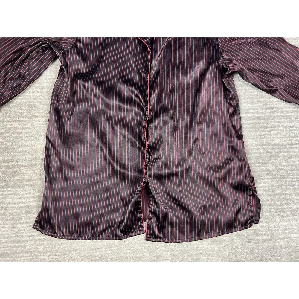 Secret Treasures Pajama Set Womens‎ Large Black Red Pinstripe Satin Long Sleeve